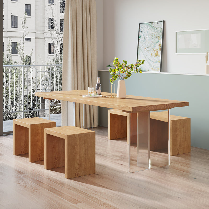 Modern Solid Wood Dinette Table Acrylic Base Dining Table for Living Room 70.9"L x 31.5"W x 29.5"H Without Chairs Clearhalo 'Dining Tables & Seating' 'Dining Tables' 'dining_table' 'furn' 'furn_dining_table' 'Furniture' 'furniture_dining_table' 'Kitchen & Dining Furniture' 5085951