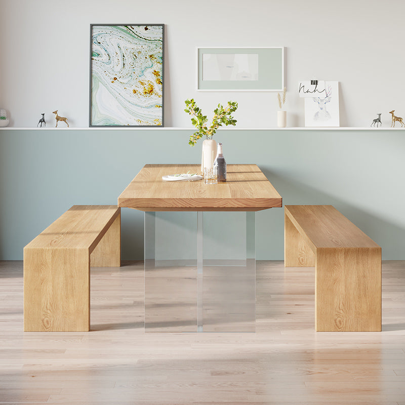 Modern Solid Wood Dinette Table Acrylic Base Dining Table for Living Room 55.1"L x 27.6"W x 29.5"H Without Chairs Clearhalo 'Dining Tables & Seating' 'Dining Tables' 'dining_table' 'furn' 'furn_dining_table' 'Furniture' 'furniture_dining_table' 'Kitchen & Dining Furniture' 5085952