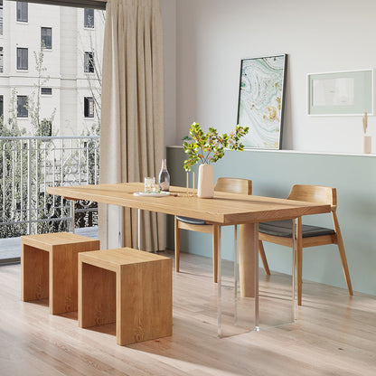 Modern Solid Wood Dinette Table Acrylic Base Dining Table for Living Room 47.2"L x 23.6"W x 29.5"H Without Chairs Clearhalo 'Dining Tables & Seating' 'Dining Tables' 'dining_table' 'furn' 'furn_dining_table' 'Furniture' 'furniture_dining_table' 'Kitchen & Dining Furniture' 5085953