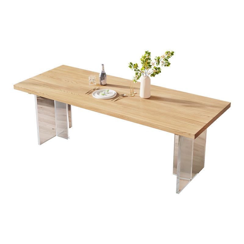 Modern Solid Wood Dinette Table Acrylic Base Dining Table for Living Room Without Chairs Clearhalo 'Dining Tables & Seating' 'Dining Tables' 'dining_table' 'furn' 'furn_dining_table' 'Furniture' 'furniture_dining_table' 'Kitchen & Dining Furniture' 5085954