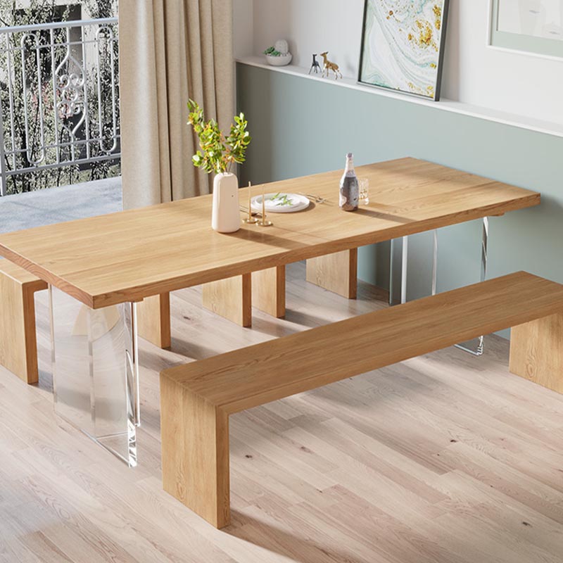 Modern Solid Wood Dinette Table Acrylic Base Dining Table for Living Room Clearhalo 'Dining Tables & Seating' 'Dining Tables' 'dining_table' 'furn' 'furn_dining_table' 'Furniture' 'furniture_dining_table' 'Kitchen & Dining Furniture' 5085959