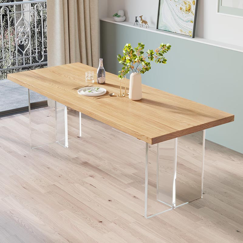 Modern Solid Wood Dinette Table Acrylic Base Dining Table for Living Room Clearhalo 'Dining Tables & Seating' 'Dining Tables' 'dining_table' 'furn' 'furn_dining_table' 'Furniture' 'furniture_dining_table' 'Kitchen & Dining Furniture' 5085963