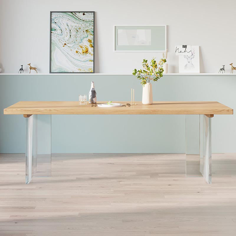 Modern Solid Wood Dinette Table Acrylic Base Dining Table for Living Room Clearhalo 'Dining Tables & Seating' 'Dining Tables' 'dining_table' 'furn' 'furn_dining_table' 'Furniture' 'furniture_dining_table' 'Kitchen & Dining Furniture' 5085964