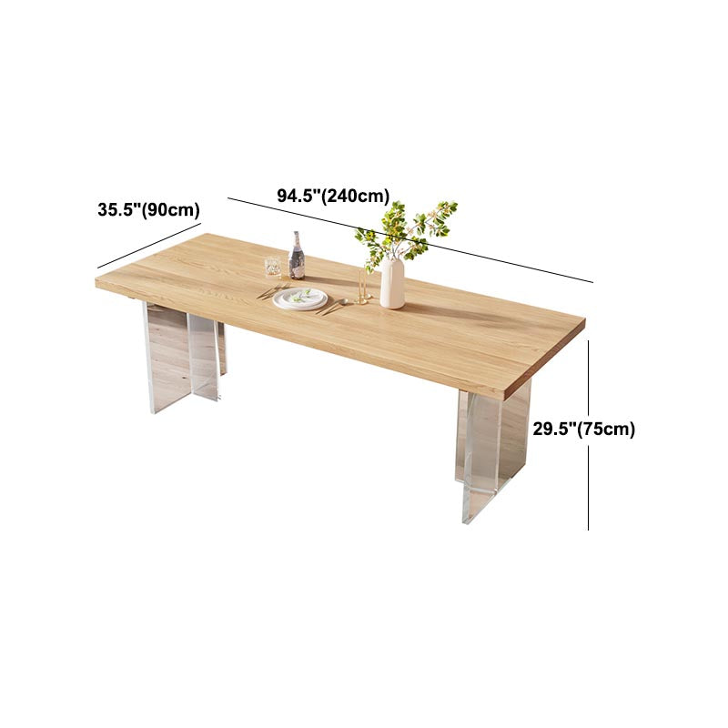 Modern Solid Wood Dinette Table Acrylic Base Dining Table for Living Room Clearhalo 'Dining Tables & Seating' 'Dining Tables' 'dining_table' 'furn' 'furn_dining_table' 'Furniture' 'furniture_dining_table' 'Kitchen & Dining Furniture' 5085972