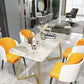 Modern Rectangle Dining Site Table Steel Double Pedestal Table with Stone Top Clearhalo 'Dining Tables & Seating' 'Dining Tables' 'dining_table' 'furn' 'furn_dining_table' 'Furniture' 'furniture_dining_table' 'Kitchen & Dining Furniture' 5085981