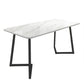 Modern Rectangle Dining Site Table Steel Double Pedestal Table with Stone Top Black Without Chairs Clearhalo 'Dining Tables & Seating' 'Dining Tables' 'dining_table' 'furn' 'furn_dining_table' 'Furniture' 'furniture_dining_table' 'Kitchen & Dining Furniture' 5085985