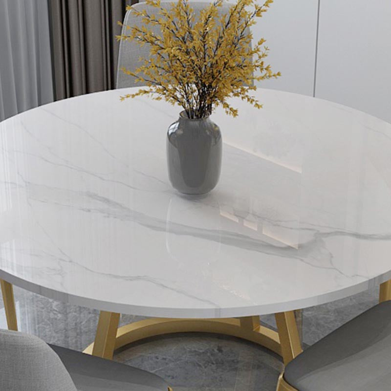 Round Marble Top Dining Table in White Traditional Luxury Dining Table Clearhalo 'Dining Tables & Seating' 'Dining Tables' 'dining_table' 'furn' 'furn_dining_table' 'Furniture' 'furniture_dining_table' 'Kitchen & Dining Furniture' 5085995