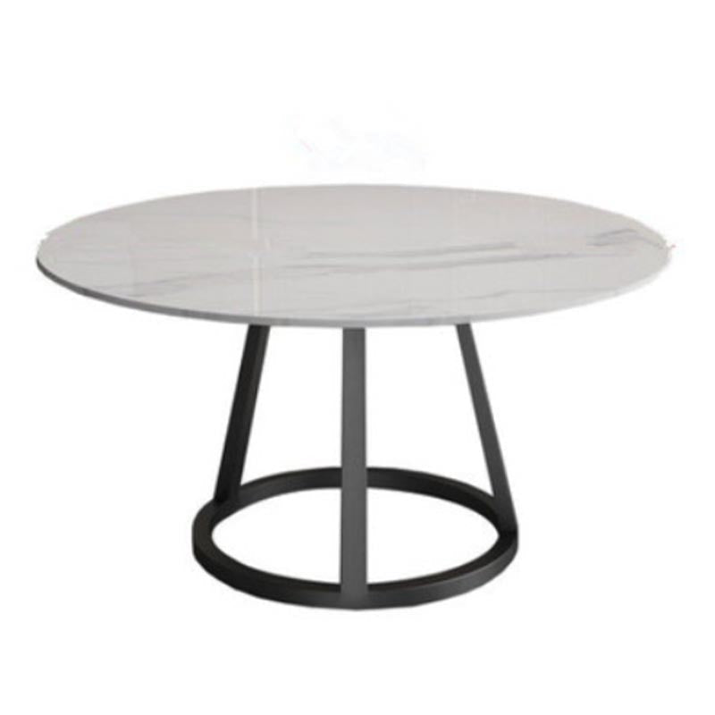Round Marble Top Dining Table in White Traditional Luxury Dining Table Black 31.5"L x 31.5"W x 29.5"H Without Chairs Clearhalo 'Dining Tables & Seating' 'Dining Tables' 'dining_table' 'furn' 'furn_dining_table' 'Furniture' 'furniture_dining_table' 'Kitchen & Dining Furniture' 5086001