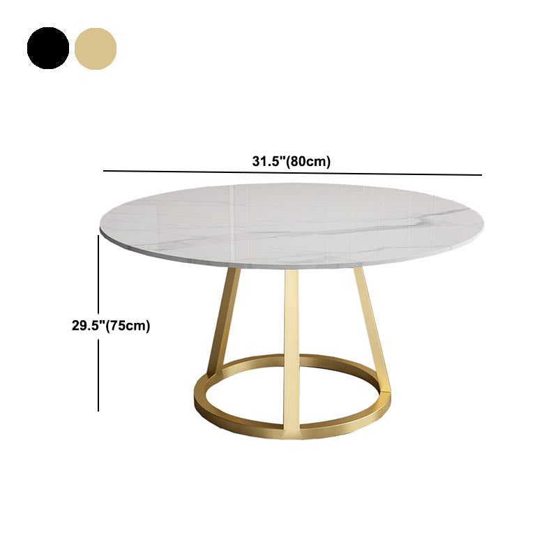 Round Marble Top Dining Table in White Traditional Luxury Dining Table Clearhalo 'Dining Tables & Seating' 'Dining Tables' 'dining_table' 'furn' 'furn_dining_table' 'Furniture' 'furniture_dining_table' 'Kitchen & Dining Furniture' 5086002