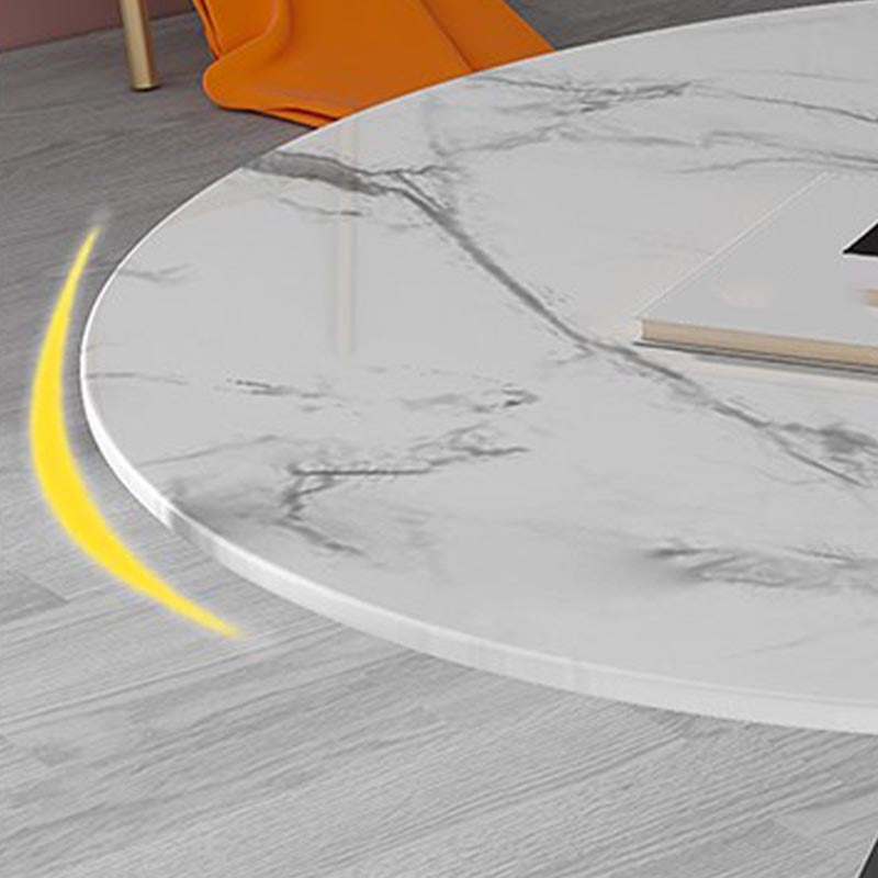 White Marble Top Dining Site Table Traditional Luxury Round Pedestal Table Clearhalo 'Dining Tables & Seating' 'Dining Tables' 'dining_table' 'furn' 'furn_dining_table' 'Furniture' 'furniture_dining_table' 'Kitchen & Dining Furniture' 5086011