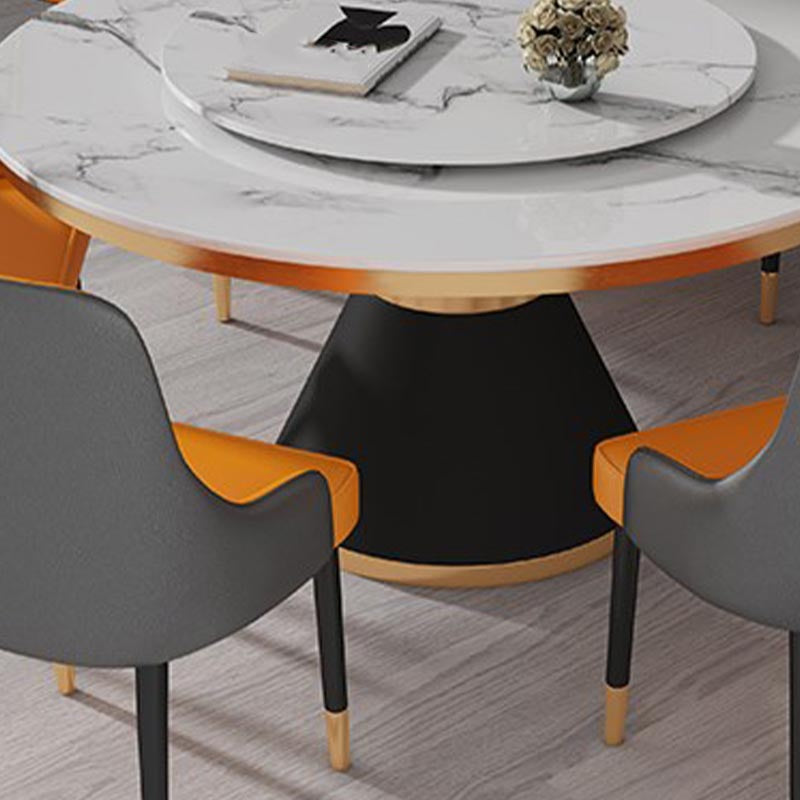 White Marble Top Dining Site Table Traditional Luxury Round Pedestal Table Clearhalo 'Dining Tables & Seating' 'Dining Tables' 'dining_table' 'furn' 'furn_dining_table' 'Furniture' 'furniture_dining_table' 'Kitchen & Dining Furniture' 5086012
