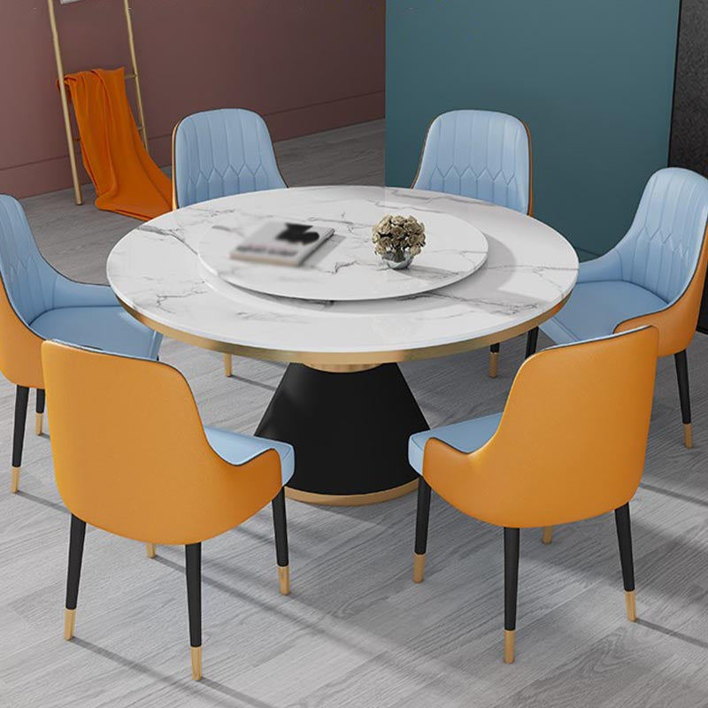 White Marble Top Dining Site Table Traditional Luxury Round Pedestal Table Clearhalo 'Dining Tables & Seating' 'Dining Tables' 'dining_table' 'furn' 'furn_dining_table' 'Furniture' 'furniture_dining_table' 'Kitchen & Dining Furniture' 5086015