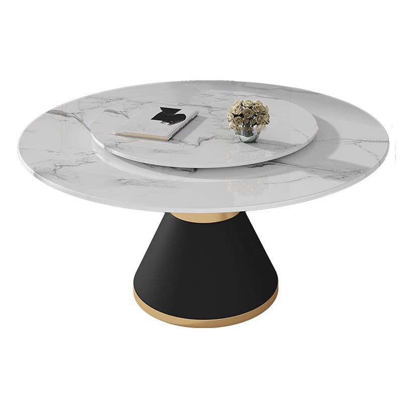 White Marble Top Dining Site Table Traditional Luxury Round Pedestal Table Clearhalo 'Dining Tables & Seating' 'Dining Tables' 'dining_table' 'furn' 'furn_dining_table' 'Furniture' 'furniture_dining_table' 'Kitchen & Dining Furniture' 5086018