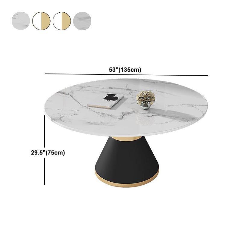 White Marble Top Dining Site Table Traditional Luxury Round Pedestal Table Clearhalo 'Dining Tables & Seating' 'Dining Tables' 'dining_table' 'furn' 'furn_dining_table' 'Furniture' 'furniture_dining_table' 'Kitchen & Dining Furniture' 5086021