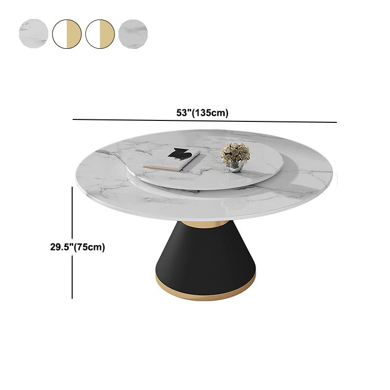 White Marble Top Dining Site Table Traditional Luxury Round Pedestal Table Clearhalo 'Dining Tables & Seating' 'Dining Tables' 'dining_table' 'furn' 'furn_dining_table' 'Furniture' 'furniture_dining_table' 'Kitchen & Dining Furniture' 5086023