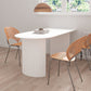 Contemporary White Stone Top Dinette Table White Base Dining Table for Living Room White 55.1"L x 27.6"W x 29.5"H Without Chairs Clearhalo 'Dining Tables & Seating' 'Dining Tables' 'dining_table' 'furn' 'furn_dining_table' 'Furniture' 'furniture_dining_table' 'Kitchen & Dining Furniture' 5086027