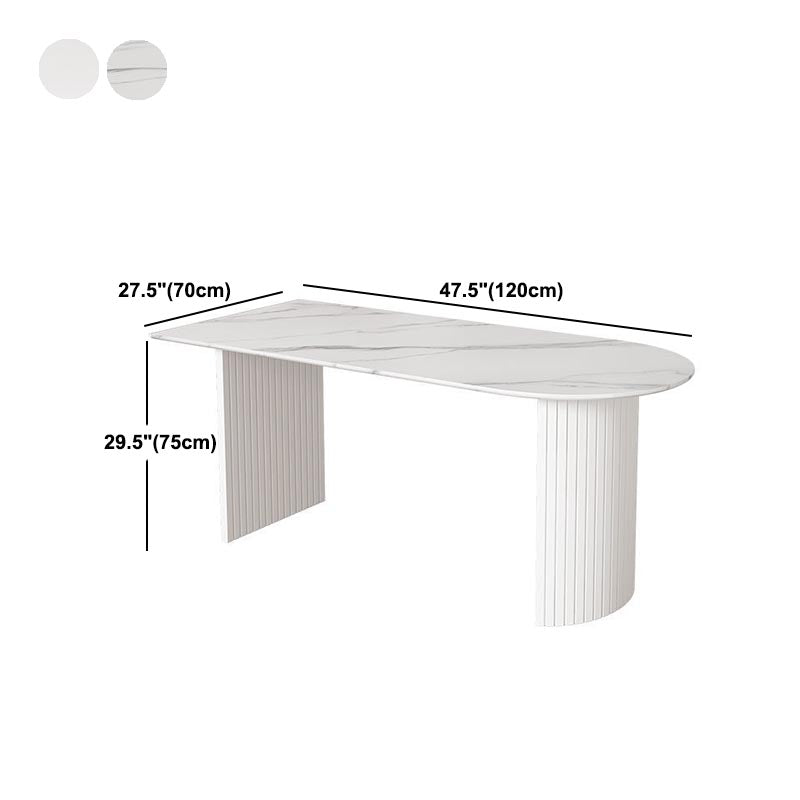 Contemporary White Stone Top Dinette Table White Base Dining Table for Living Room Clearhalo 'Dining Tables & Seating' 'Dining Tables' 'dining_table' 'furn' 'furn_dining_table' 'Furniture' 'furniture_dining_table' 'Kitchen & Dining Furniture' 5086032