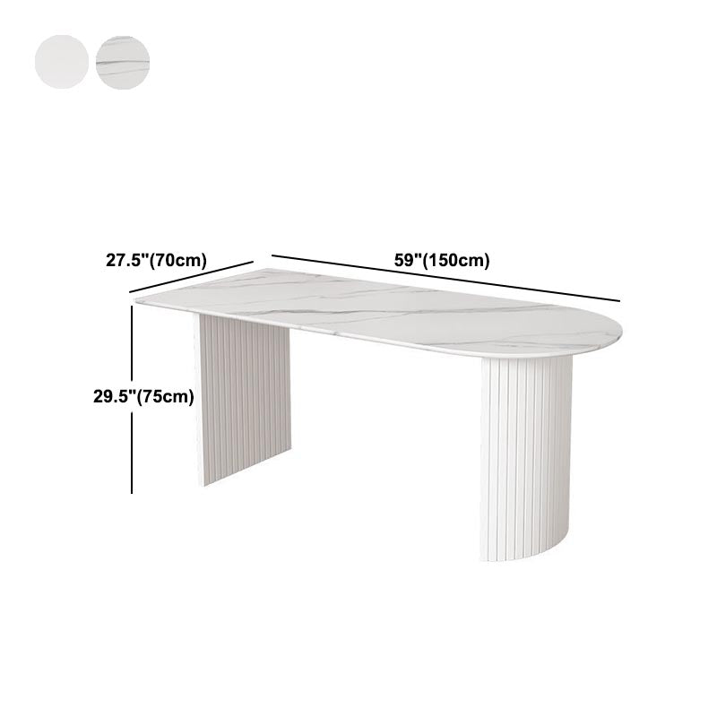 Contemporary White Stone Top Dinette Table White Base Dining Table for Living Room Clearhalo 'Dining Tables & Seating' 'Dining Tables' 'dining_table' 'furn' 'furn_dining_table' 'Furniture' 'furniture_dining_table' 'Kitchen & Dining Furniture' 5086035
