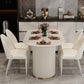 Contemporary Oval Dining Table Stone and Metal Double Pedestal Dining Table in White Clearhalo 'Dining Tables & Seating' 'Dining Tables' 'dining_table' 'furn' 'furn_dining_table' 'Furniture' 'furniture_dining_table' 'Kitchen & Dining Furniture' 5086047