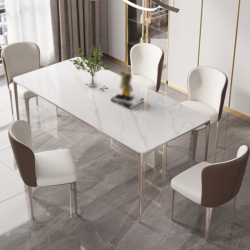 White and Purple Dining Table Modern Stone and Metal Dining Room Table 70.9"L x 35.4"W x 29.5"H Clearhalo 'Dining Tables & Seating' 'Dining Tables' 'dining_table' 'Furniture' 'furniture_dining_table' 'Kitchen & Dining Furniture' 5086054