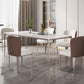 White and Purple Dining Table Modern Stone and Metal Dining Room Table 63"L x 31.5"W x 29.5"H Clearhalo 'Dining Tables & Seating' 'Dining Tables' 'dining_table' 'Furniture' 'furniture_dining_table' 'Kitchen & Dining Furniture' 5086055