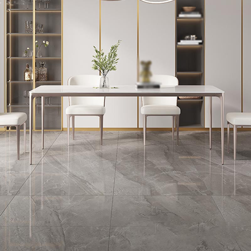 White and Purple Dining Table Modern Stone and Metal Dining Room Table 78.7"L x 31.5"W x 29.5"H Clearhalo 'Dining Tables & Seating' 'Dining Tables' 'dining_table' 'Furniture' 'furniture_dining_table' 'Kitchen & Dining Furniture' 5086056