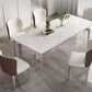 White and Purple Dining Table Modern Stone and Metal Dining Room Table Clearhalo 'Dining Tables & Seating' 'Dining Tables' 'dining_table' 'Furniture' 'furniture_dining_table' 'Kitchen & Dining Furniture' 5086062