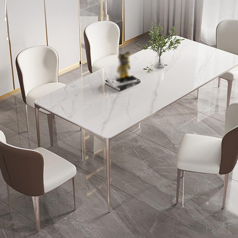 White and Purple Dining Table Modern Stone and Metal Dining Room Table Clearhalo 'Dining Tables & Seating' 'Dining Tables' 'dining_table' 'Furniture' 'furniture_dining_table' 'Kitchen & Dining Furniture' 5086062