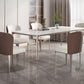 White and Purple Dining Table Modern Stone and Metal Dining Room Table Clearhalo 'Dining Tables & Seating' 'Dining Tables' 'dining_table' 'Furniture' 'furniture_dining_table' 'Kitchen & Dining Furniture' 5086063