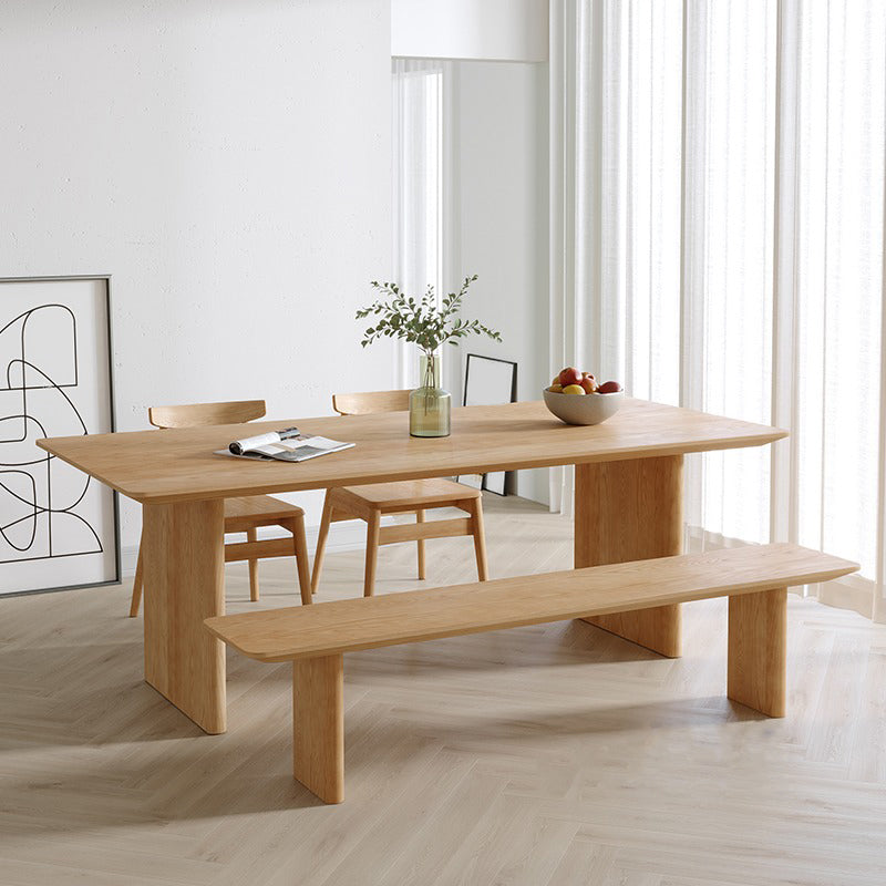 Modern Pine Wood Indoor Table for Restaurant Rectangle Dining Table with Double Pedestal 63"L x 27.6"W x 29.5"H Without Chairs Clearhalo 'Dining Tables & Seating' 'Dining Tables' 'dining_table' 'furn' 'furn_dining_table' 'Furniture' 'furniture_dining_table' 'Kitchen & Dining Furniture' 5086100