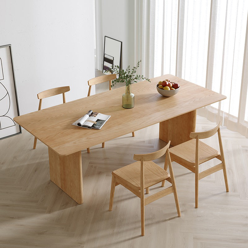 Modern Pine Wood Indoor Table for Restaurant Rectangle Dining Table with Double Pedestal 70.9"L x 31.5"W x 29.5"H Without Chairs Clearhalo 'Dining Tables & Seating' 'Dining Tables' 'dining_table' 'furn' 'furn_dining_table' 'Furniture' 'furniture_dining_table' 'Kitchen & Dining Furniture' 5086101