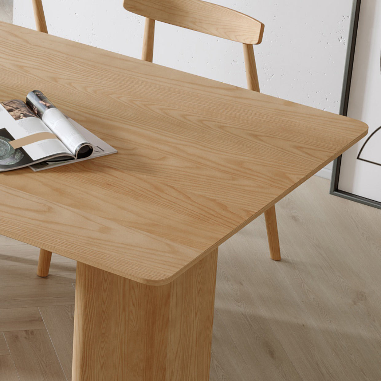 Modern Pine Wood Indoor Table for Restaurant Rectangle Dining Table with Double Pedestal Clearhalo 'Dining Tables & Seating' 'Dining Tables' 'dining_table' 'furn' 'furn_dining_table' 'Furniture' 'furniture_dining_table' 'Kitchen & Dining Furniture' 5086105