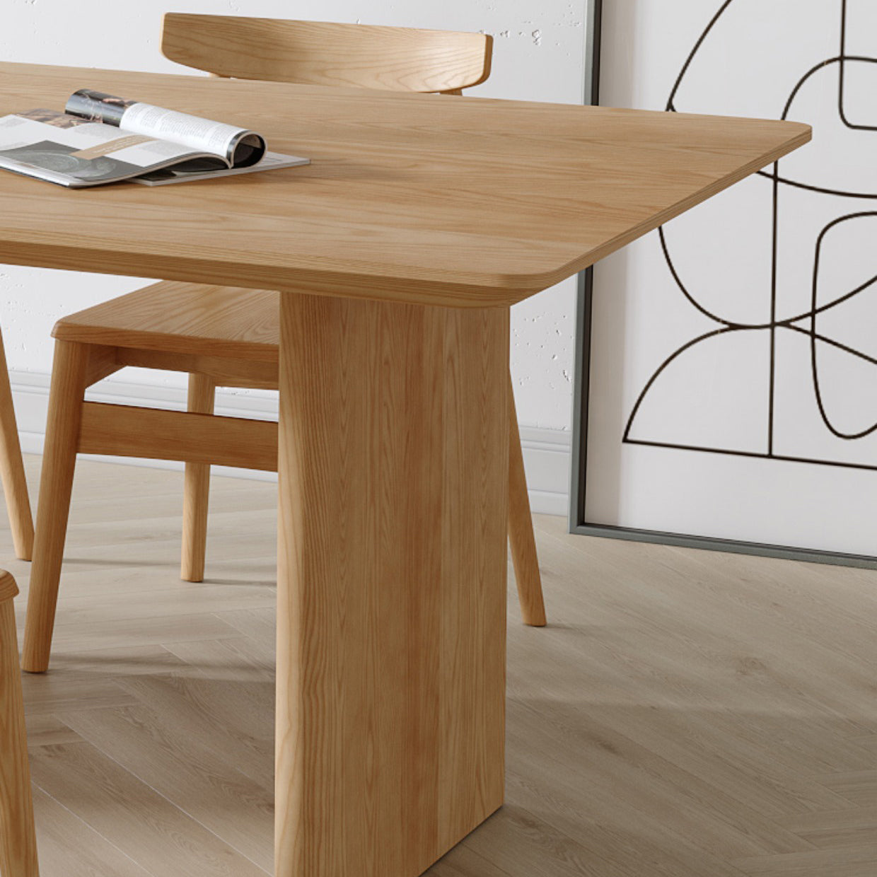 Modern Pine Wood Indoor Table for Restaurant Rectangle Dining Table with Double Pedestal Clearhalo 'Dining Tables & Seating' 'Dining Tables' 'dining_table' 'furn' 'furn_dining_table' 'Furniture' 'furniture_dining_table' 'Kitchen & Dining Furniture' 5086107
