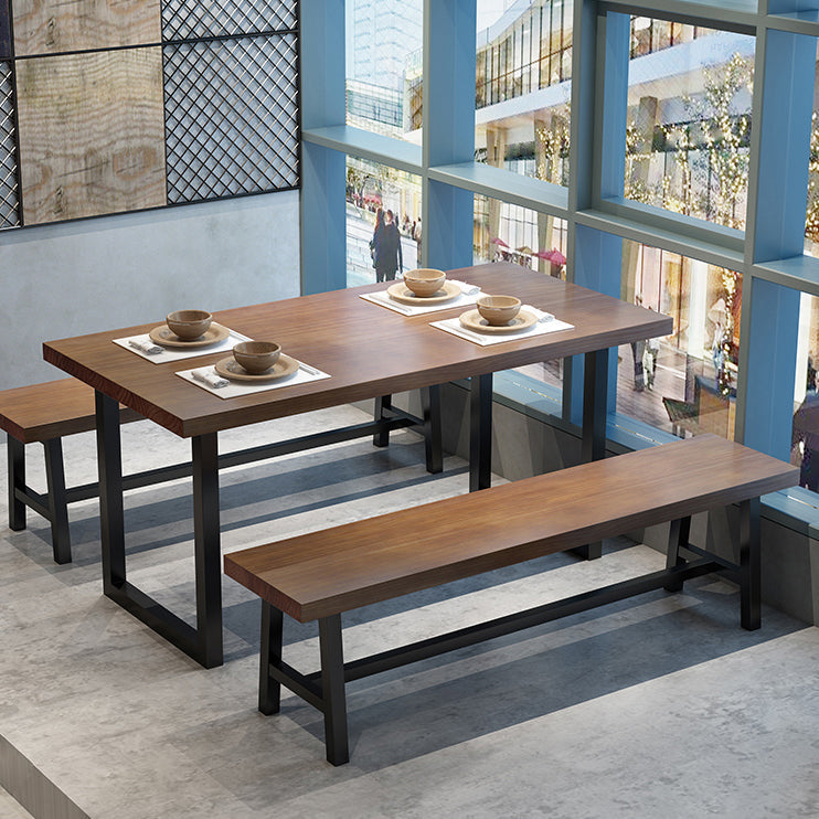 Solid Wood Brown Dining Table Industrial Sled Base Dining Table Clearhalo 'Dining Tables & Seating' 'Dining Tables' 'dining_table' 'furn' 'furn_dining_table' 'Furniture' 'furniture_dining_table' 'Kitchen & Dining Furniture' 5086129