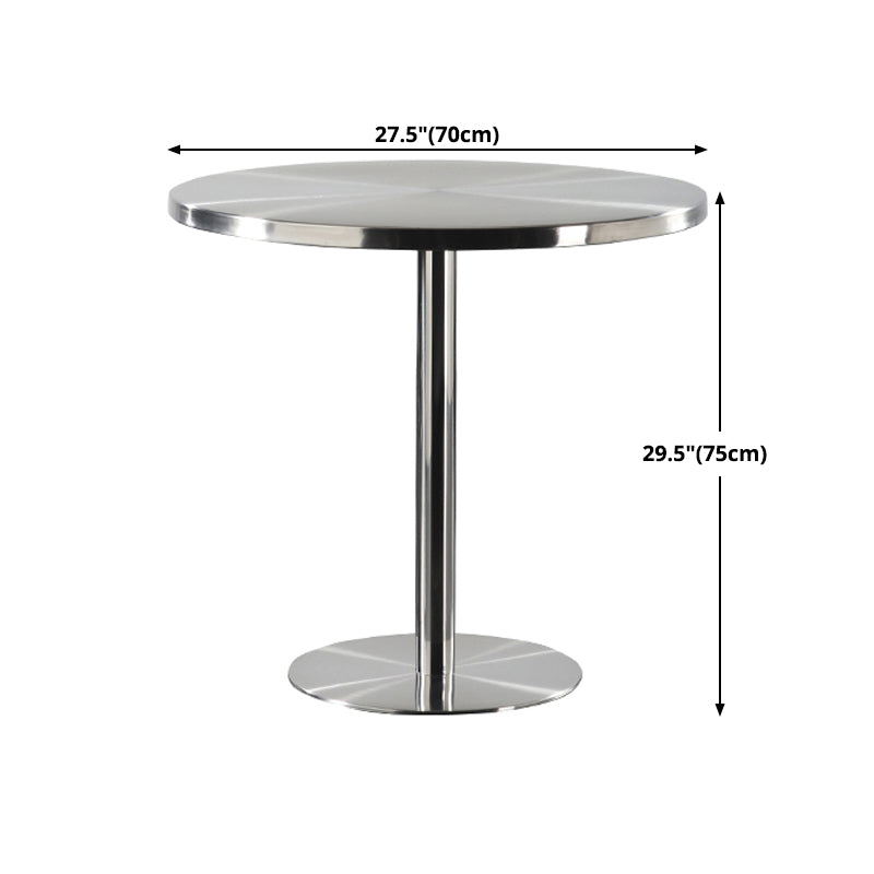 Metal Industrial Round Dining Table Steel Top Table with Pedestal Base Clearhalo 'Dining Tables & Seating' 'Dining Tables' 'dining_table' 'furn' 'furn_dining_table' 'Furniture' 'furniture_dining_table' 'Kitchen & Dining Furniture' 5086149