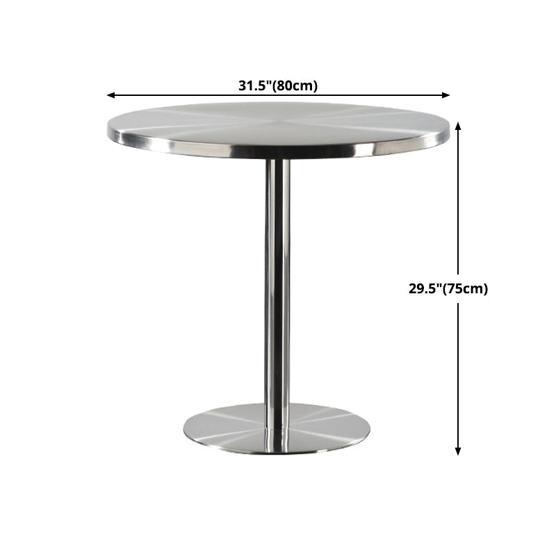 Metal Industrial Round Dining Table Steel Top Table with Pedestal Base Clearhalo 'Dining Tables & Seating' 'Dining Tables' 'dining_table' 'furn' 'furn_dining_table' 'Furniture' 'furniture_dining_table' 'Kitchen & Dining Furniture' 5086150