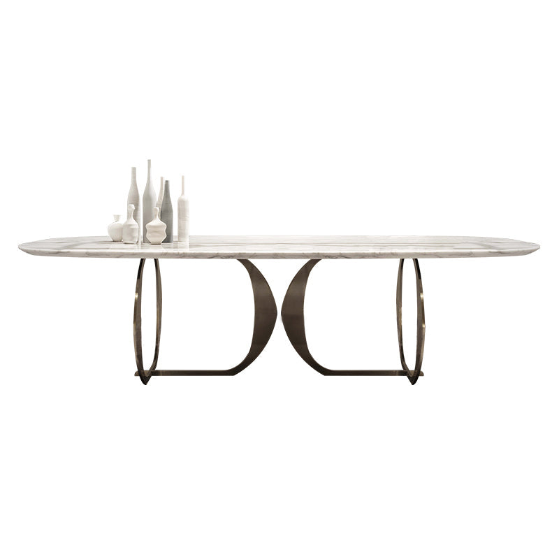 Rectangle Double Pedestal Furniture Luxury Style Stone Dining Room Collection Clearhalo 'Dining Tables & Seating' 'Dining Tables' 'dining_table' 'furn' 'furn_dining_table' 'Furniture' 'furniture_dining_table' 'Kitchen & Dining Furniture' 5086156