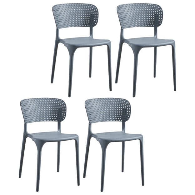 Glam Style Open Back Chair Plastic Stackable Dining Side Chair for Indoor Grey 4 Piece Set Clearhalo 'Dining Chairs' 'Dining Tables & Seating' 'dining_chair' 'furn' 'furn_dining_chair' 'Furniture' 'furniture_dining_chair' 'Kitchen & Dining Furniture' 5086190