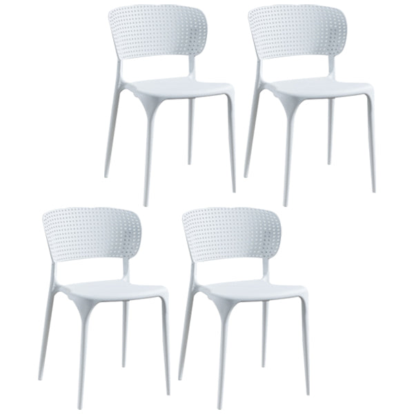 Glam Style Open Back Chair Plastic Stackable Dining Side Chair for Indoor White 4 Piece Set Clearhalo 'Dining Chairs' 'Dining Tables & Seating' 'dining_chair' 'furn' 'furn_dining_chair' 'Furniture' 'furniture_dining_chair' 'Kitchen & Dining Furniture' 5086193