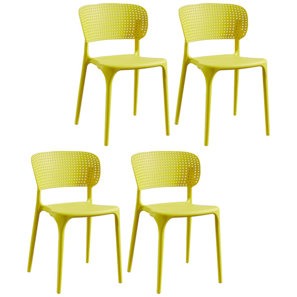 Glam Style Open Back Chair Plastic Stackable Dining Side Chair for Indoor Yellow 4 Piece Set Clearhalo 'Dining Chairs' 'Dining Tables & Seating' 'dining_chair' 'furn' 'furn_dining_chair' 'Furniture' 'furniture_dining_chair' 'Kitchen & Dining Furniture' 5086198