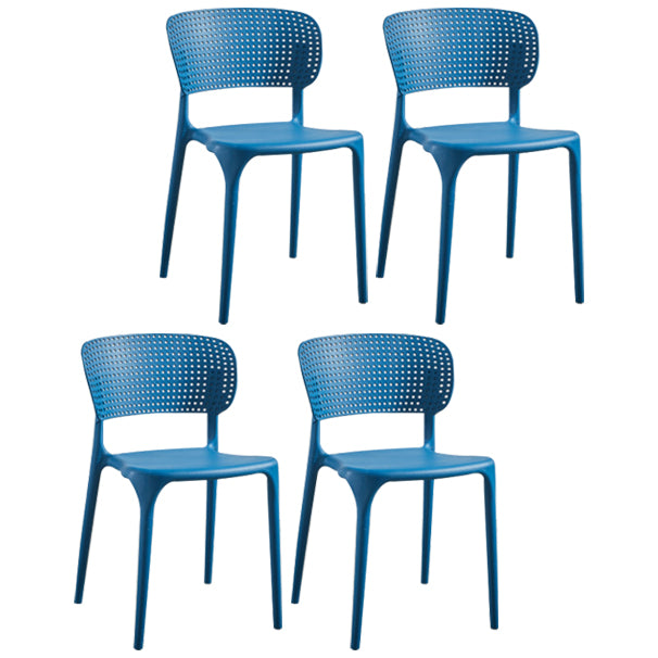 Glam Style Open Back Chair Plastic Stackable Dining Side Chair for Indoor Blue 4 Piece Set Clearhalo 'Dining Chairs' 'Dining Tables & Seating' 'dining_chair' 'furn' 'furn_dining_chair' 'Furniture' 'furniture_dining_chair' 'Kitchen & Dining Furniture' 5086200