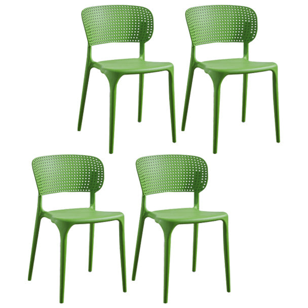 Glam Style Open Back Chair Plastic Stackable Dining Side Chair for Indoor Green 4 Piece Set Clearhalo 'Dining Chairs' 'Dining Tables & Seating' 'dining_chair' 'furn' 'furn_dining_chair' 'Furniture' 'furniture_dining_chair' 'Kitchen & Dining Furniture' 5086202