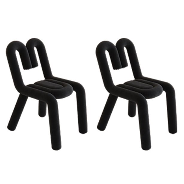 Contemporary Style Side Chair Velvet Open Back Dining Side Chair Black 2 Piece Set Clearhalo 'Dining Chairs' 'Dining Tables & Seating' 'dining_chair' 'furn' 'furn_dining_chair' 'Furniture' 'furniture_dining_chair' 'Kitchen & Dining Furniture' 5086209