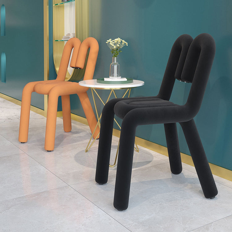 Contemporary Style Side Chair Velvet Open Back Dining Side Chair Clearhalo 'Dining Chairs' 'Dining Tables & Seating' 'dining_chair' 'furn' 'furn_dining_chair' 'Furniture' 'furniture_dining_chair' 'Kitchen & Dining Furniture' 5086211