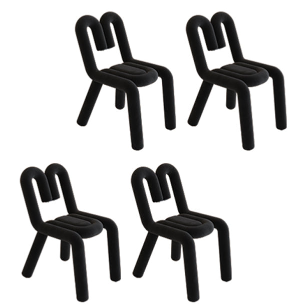 Contemporary Style Side Chair Velvet Open Back Dining Side Chair Black 4 Piece Set Clearhalo 'Dining Chairs' 'Dining Tables & Seating' 'dining_chair' 'furn' 'furn_dining_chair' 'Furniture' 'furniture_dining_chair' 'Kitchen & Dining Furniture' 5086212