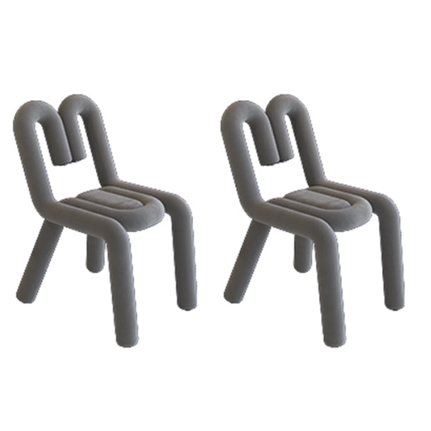Contemporary Style Side Chair Velvet Open Back Dining Side Chair Grey 2 Piece Set Clearhalo 'Dining Chairs' 'Dining Tables & Seating' 'dining_chair' 'furn' 'furn_dining_chair' 'Furniture' 'furniture_dining_chair' 'Kitchen & Dining Furniture' 5086215