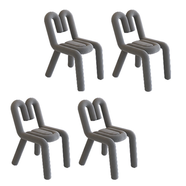Contemporary Style Side Chair Velvet Open Back Dining Side Chair Grey 4 Piece Set Clearhalo 'Dining Chairs' 'Dining Tables & Seating' 'dining_chair' 'furn' 'furn_dining_chair' 'Furniture' 'furniture_dining_chair' 'Kitchen & Dining Furniture' 5086217
