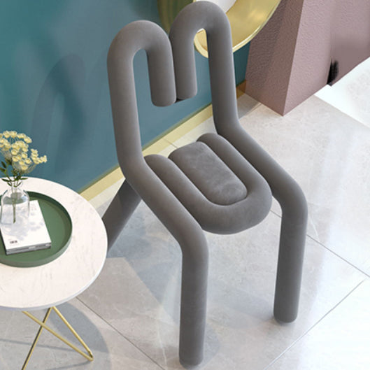 Contemporary Style Side Chair Velvet Open Back Dining Side Chair Clearhalo 'Dining Chairs' 'Dining Tables & Seating' 'dining_chair' 'furn' 'furn_dining_chair' 'Furniture' 'furniture_dining_chair' 'Kitchen & Dining Furniture' 5086222