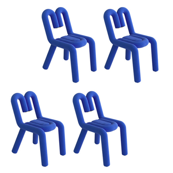 Contemporary Style Side Chair Velvet Open Back Dining Side Chair Blue 4 Piece Set Clearhalo 'Dining Chairs' 'Dining Tables & Seating' 'dining_chair' 'furn' 'furn_dining_chair' 'Furniture' 'furniture_dining_chair' 'Kitchen & Dining Furniture' 5086223