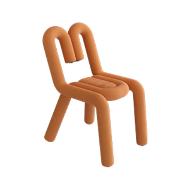 Contemporary Style Side Chair Velvet Open Back Dining Side Chair Orange 1 Piece Clearhalo 'Dining Chairs' 'Dining Tables & Seating' 'dining_chair' 'furn' 'furn_dining_chair' 'Furniture' 'furniture_dining_chair' 'Kitchen & Dining Furniture' 5086224